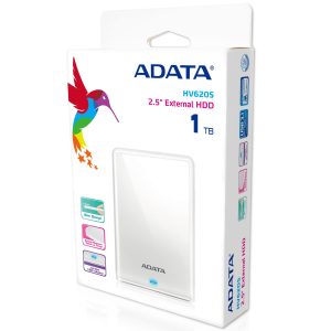 Disco Duro Externo ADATA HV620S, 1 TB, USB 3.2 Gen1 (compatible con las versiones anteriores USB 2.0), 2.5 pulgadas, Color blanco