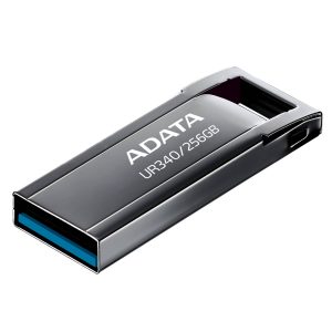 Memoria USB de 256GB UR340 3.2 Gen 1 (retrocompatible 3.0 y 2.0), diseño elegante sin tapa. Color Metálico negro. AROY-UR340-256GBK