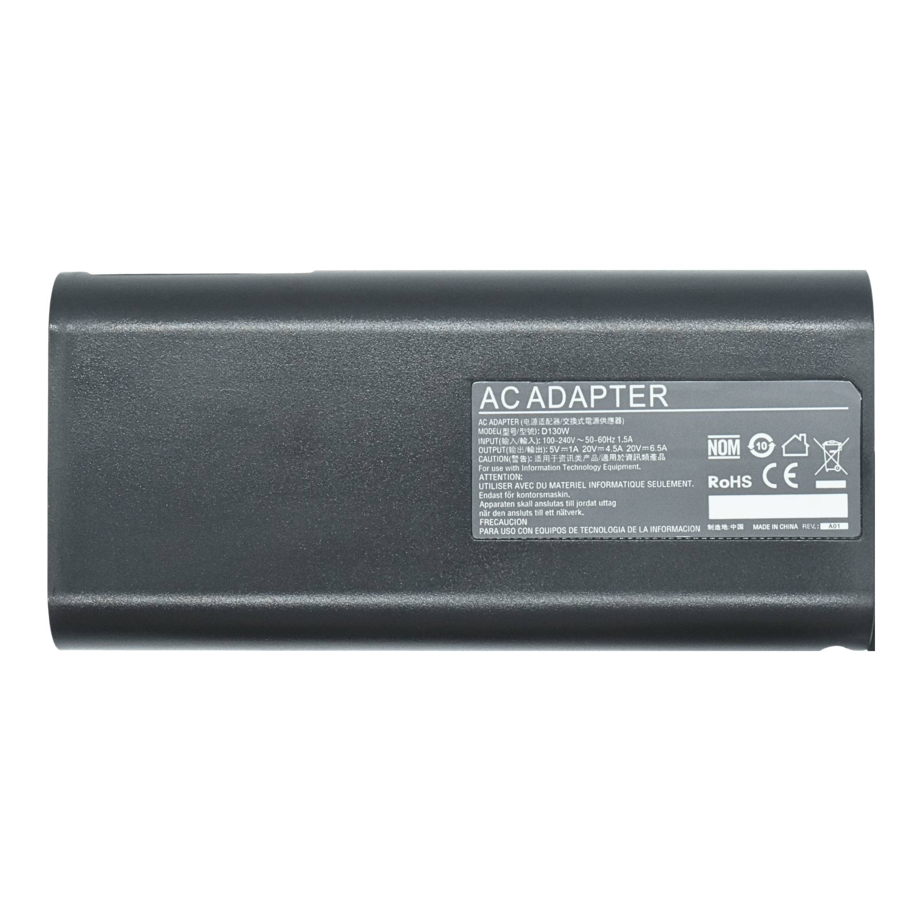 AC-C-D130W Adaptador de Corriente TIPO C 130W 20V/6.5A (Type C) con PD EKC-D130W