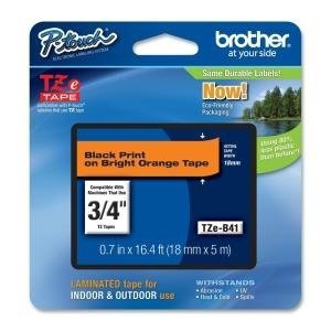 Etiqueta naranja continua laminada Brother TZEB41, de 18 mm de ancho x 5 mts de largo. Impresión en negro.