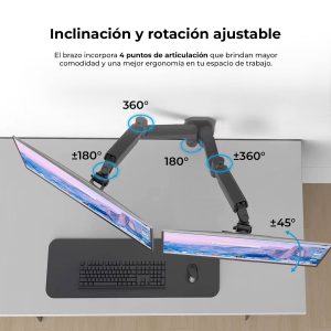 Soporte Doble Monitor ENFORCE MOTION SM727 ACTECK Soporte de Pared Articulado para Doble Monitor