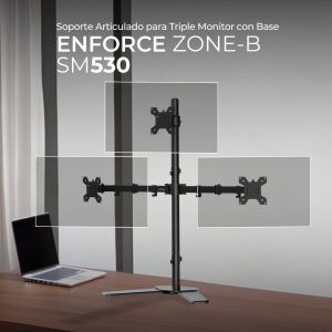 Soporte Tres Monitores ENFORCE ZONE-B SM530 ACTECK Soporte Con Base Articulado para Tres Monitores