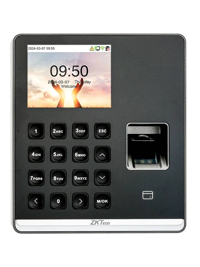 ZKTECO SenseFP M1 -Control de Asistencia con Huella (500), Tarjeta125 kHz (500), Contraseña (500), 100,000 Eventos, Wi-Fi (Compatible con ZKBio Zlink)