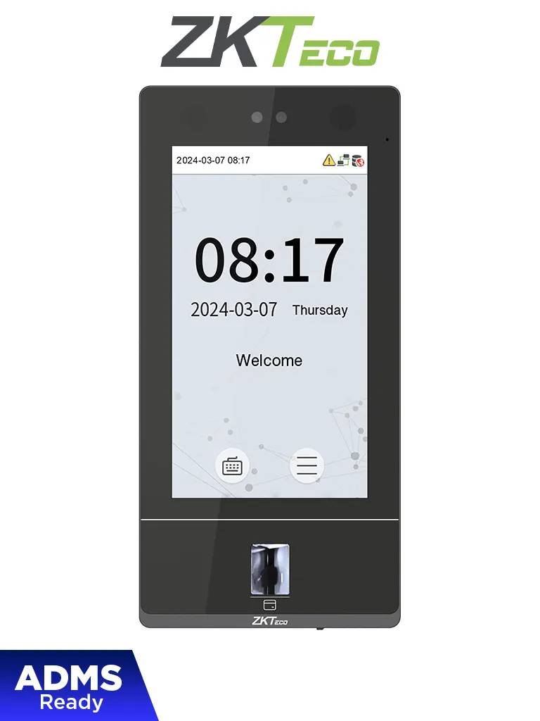 ZKTECO SenseFace 7A - acceso y asistencia para 10K rostros / 10K huellas / 50K tarjetas de 125kHz / TCP/IP / IP65 / Software Gratuito ZKBio Zlink