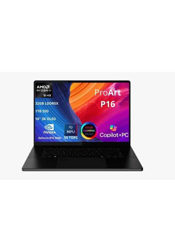 ASUS STUDIOBOOK PROART P16 Procesador AMD Ryzen AI 9 HX 370, 32GB LPDDR5X, 1TB SSD, 16 pulgadas 3K Win 11 PRO