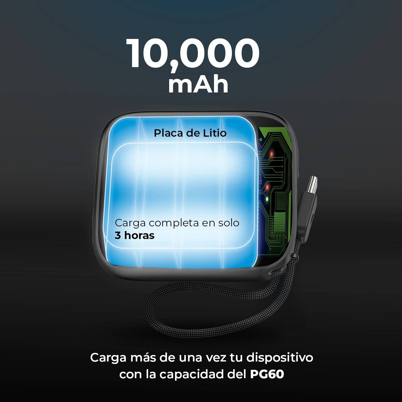 Cargador Powerbank Acteck Energon GO Plug Pro PG60 Cargador Powerbank 10,000 mAh