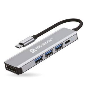 DOCKING 5 EN 1: CONECTOR USB TIPO C A DISPLAYPORT 4K30HZ, 3 PUERTOS USB V3.0 Y 1 PUERTO USB TIPO C, BROBOTIX 406627