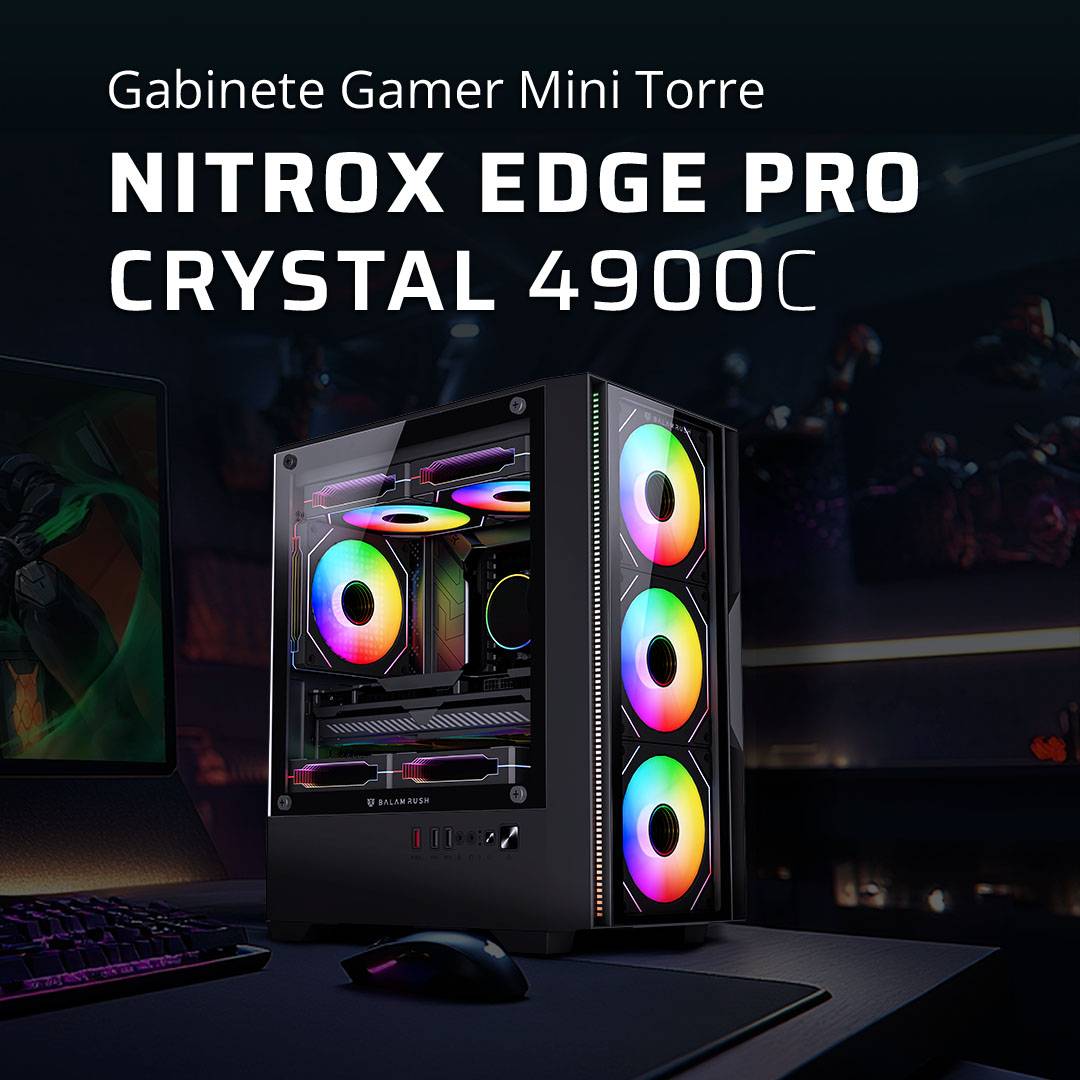 Gabinete Mini Torre NITROX EDGE PRO CRYSTAL 4900C Factor: Mini ITX