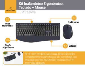 Kit de Teclado y Mouse PERFECT CHOICE PC-201236 , Negro