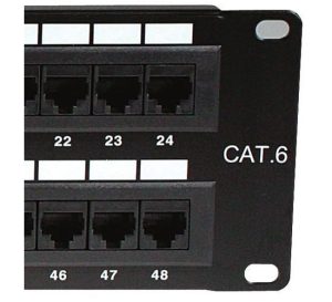 Patch panel para rack Cat.6 Pre-configurado, 48 puertos, sin blindaje, tipo 110
